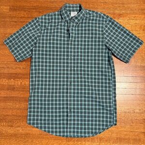 LL Bean Mens M Tall‎ Plaid Short Sleeve Button Up Shirt Traditional Fit